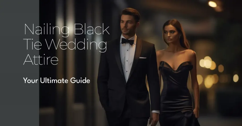 couple wearing black-tie attire at a wedding