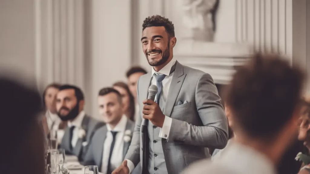 Best man giving speech at a wedding