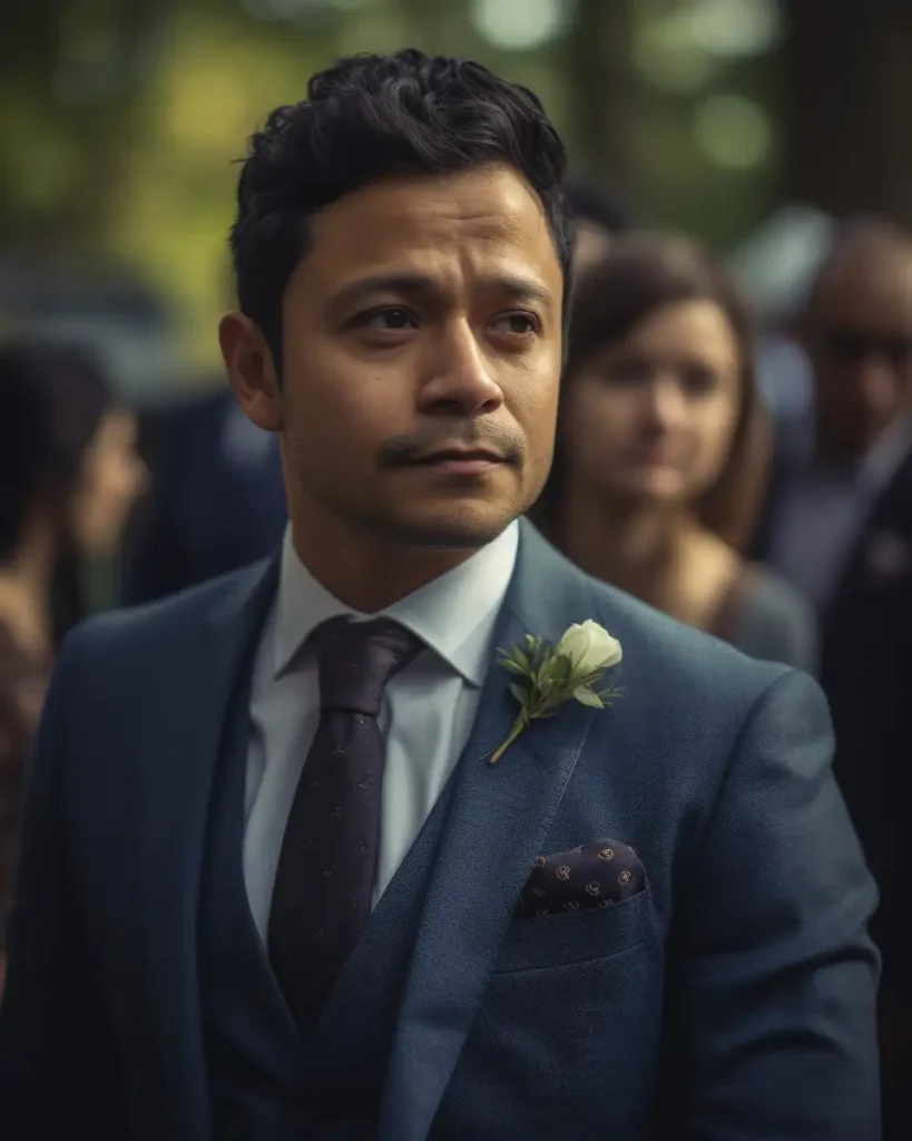 Man dressed in a suit for a casual wedding