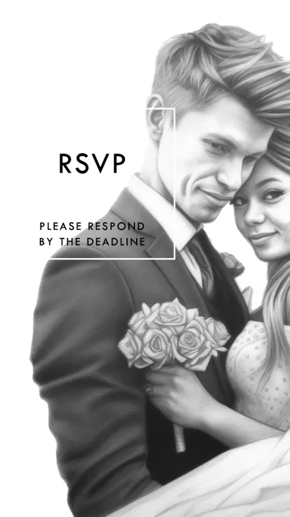 Pencil drawing of bride and groom