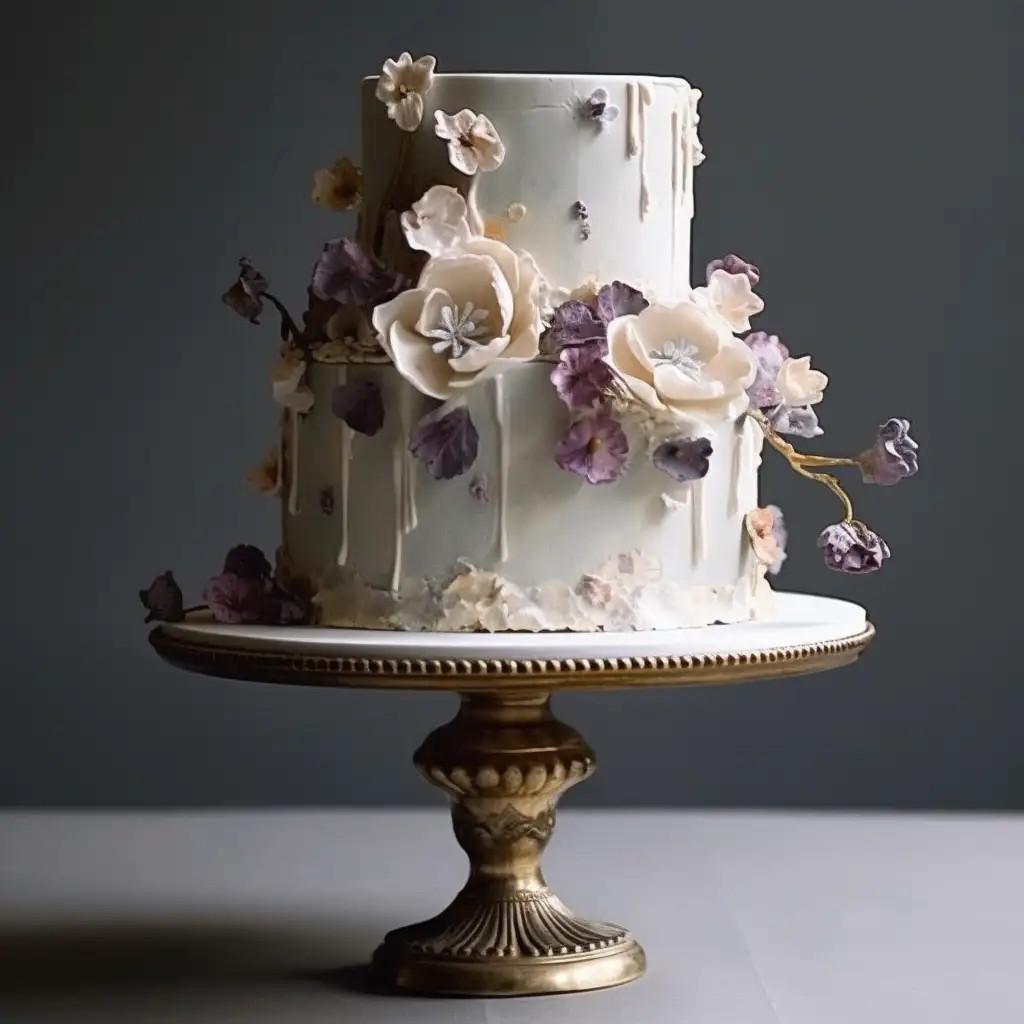 Wedding cake on a cake stand