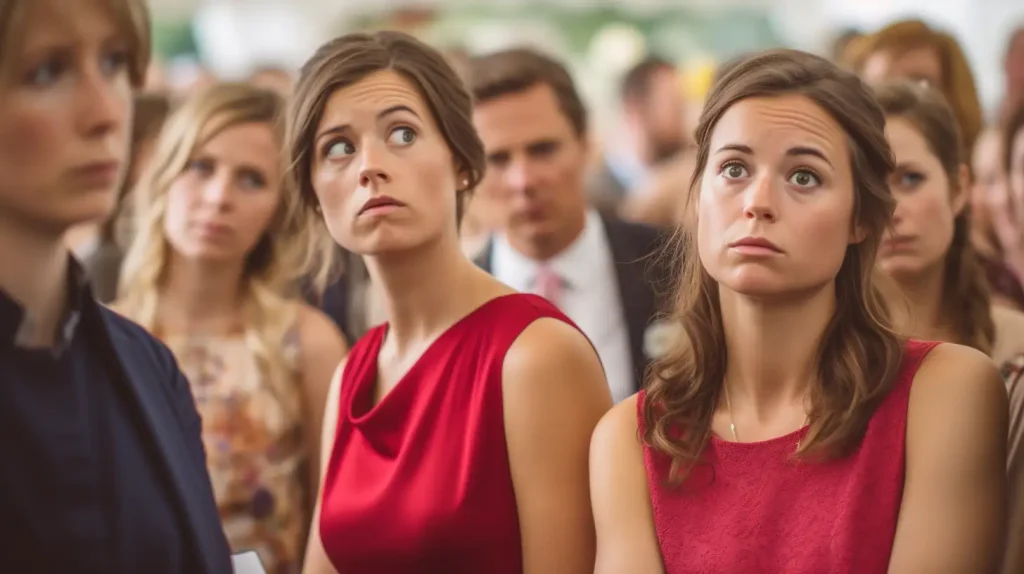 women wearing red to a wedding