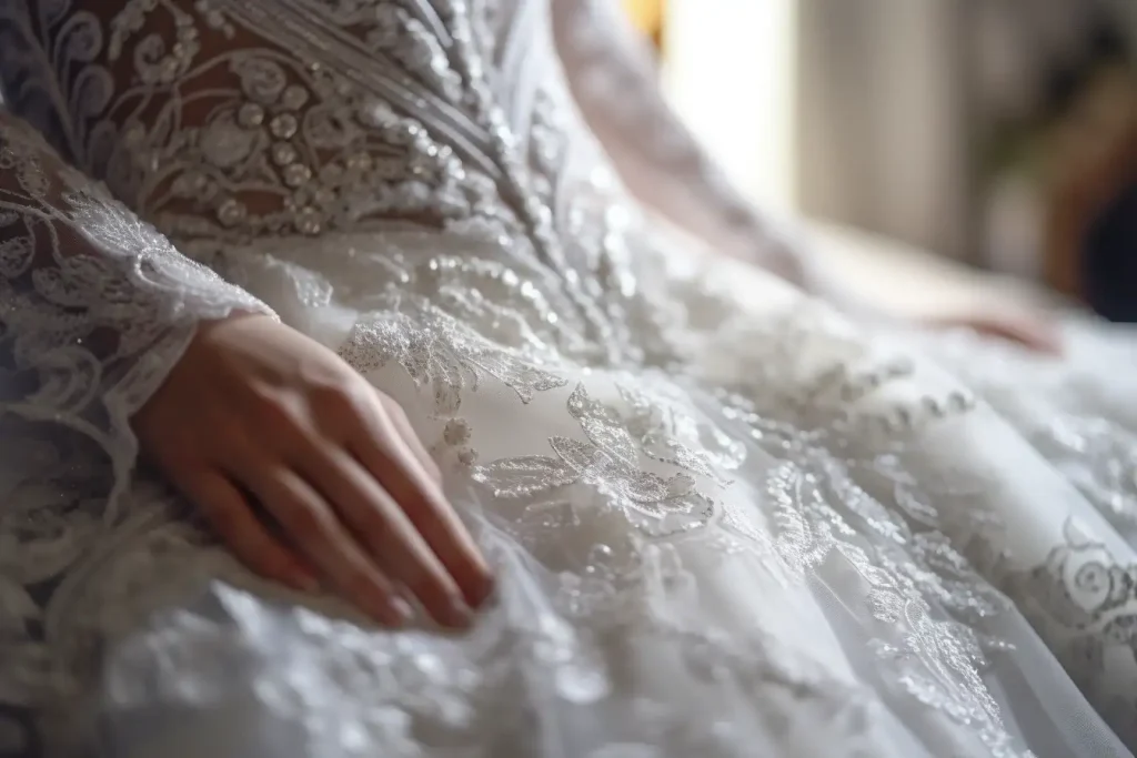 Intricately designed wedding dress