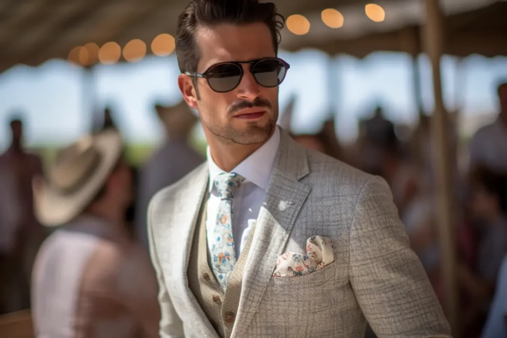 man dressed for a barn wedding