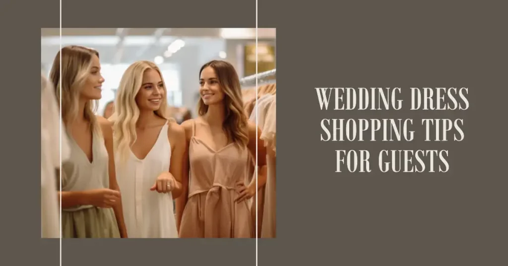 bride shopping with guests for a wedding dress