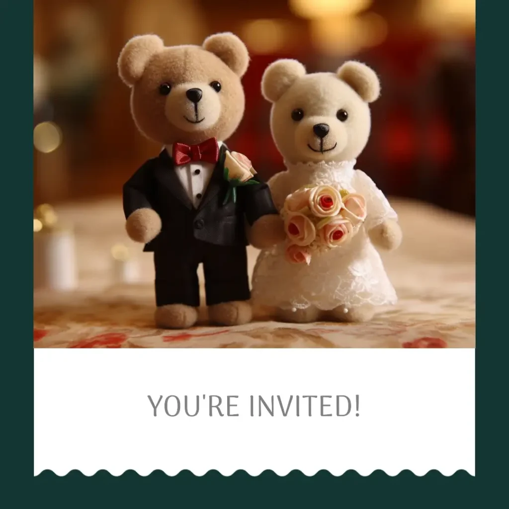 Wedding invitation featuring cute bears