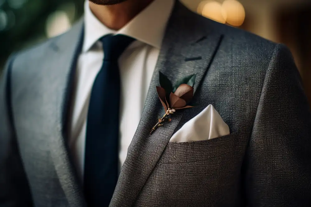 Suit with pocket square