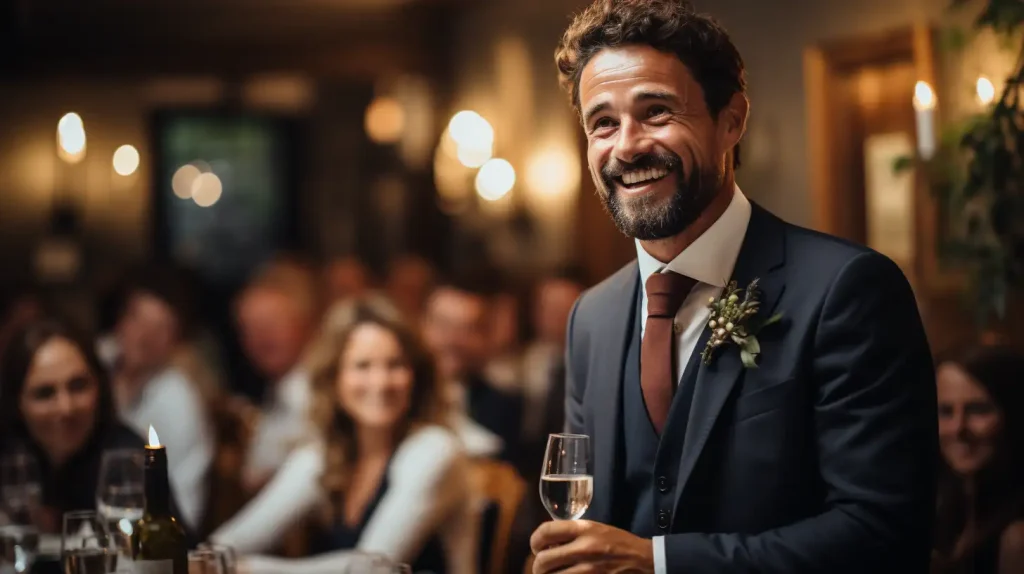 Best man giving a toast at a wedding