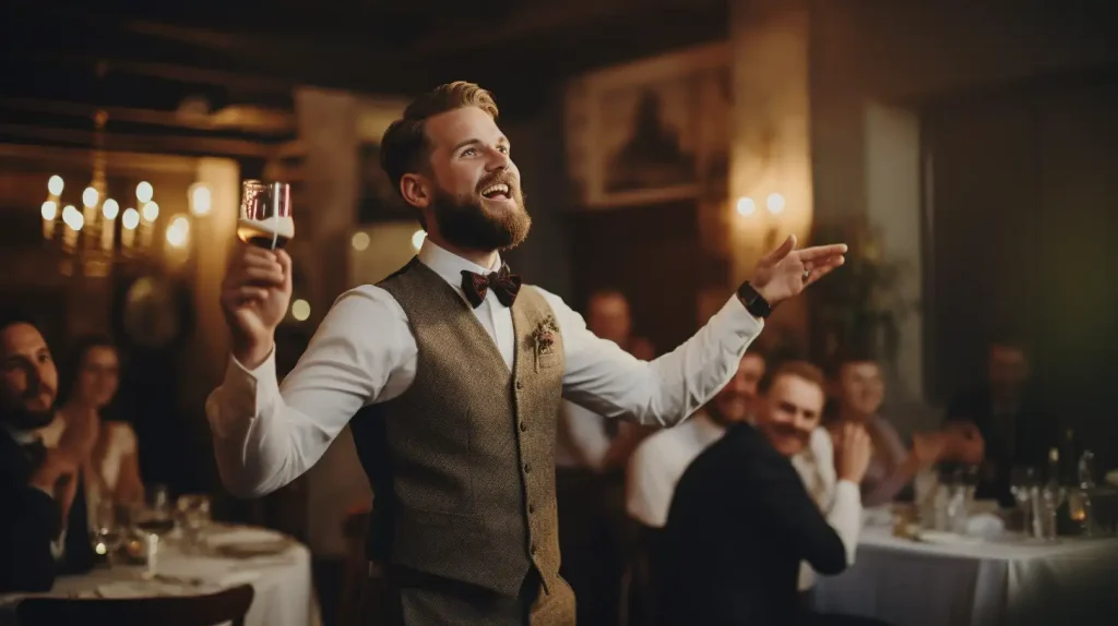 best man giving toast at wedding