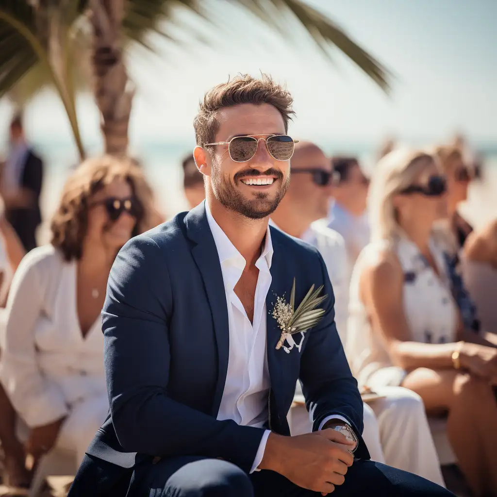 man at a beach wedding