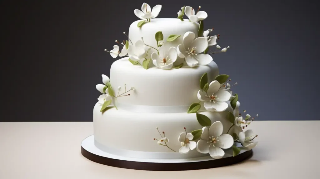simple wedding cake decorated with flowers