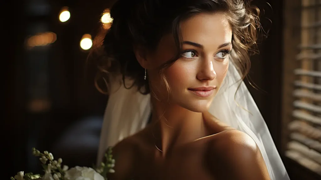 Photograph of a bride at her wedding